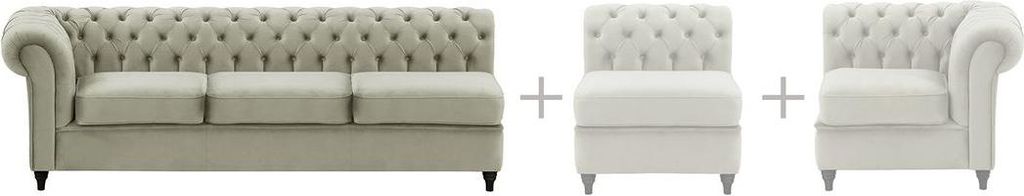 Chesterfield Modul - Dreisitziges Seitenelement, links (3L)-Velluto 15-white