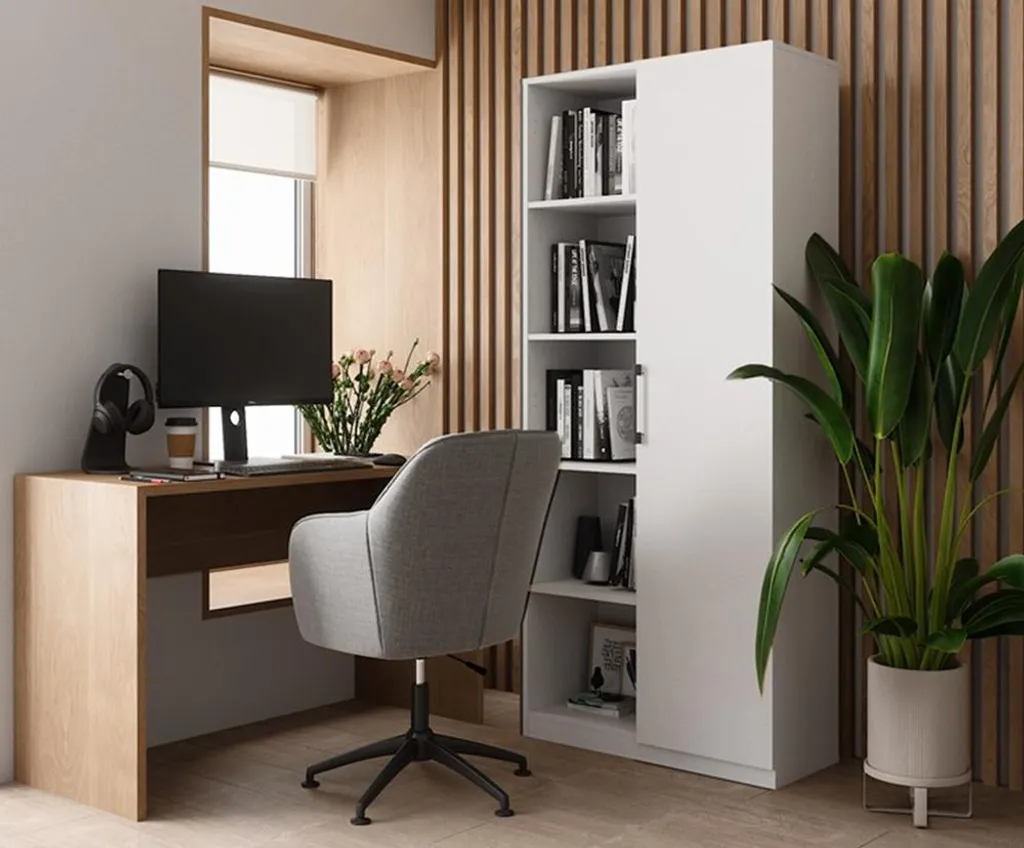 Étagère à rayons KALEV blanc : Bibliothèque de bureau chic et modulable