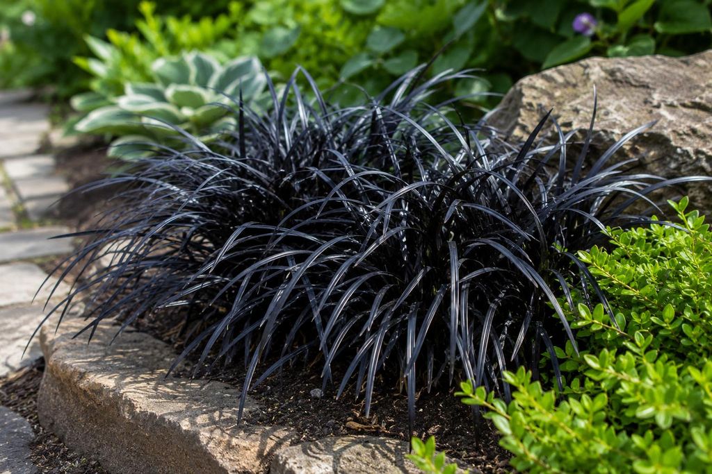 Schwarzer Schlangenbart Ophiopogon planiscapus 'Niger' – Produktbild  KI-generiertes Bild
