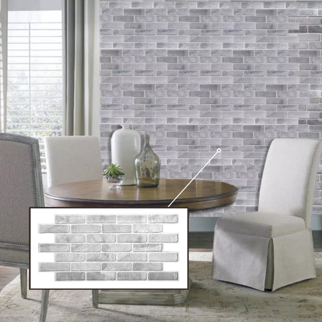 3D-Wandpaneele PVC | Ziegeloptik | Grauer Altziegel - 20 Platten - 10 m² | Für Wohnzimmer, Küche & Bad | Einfache DIY-Montage