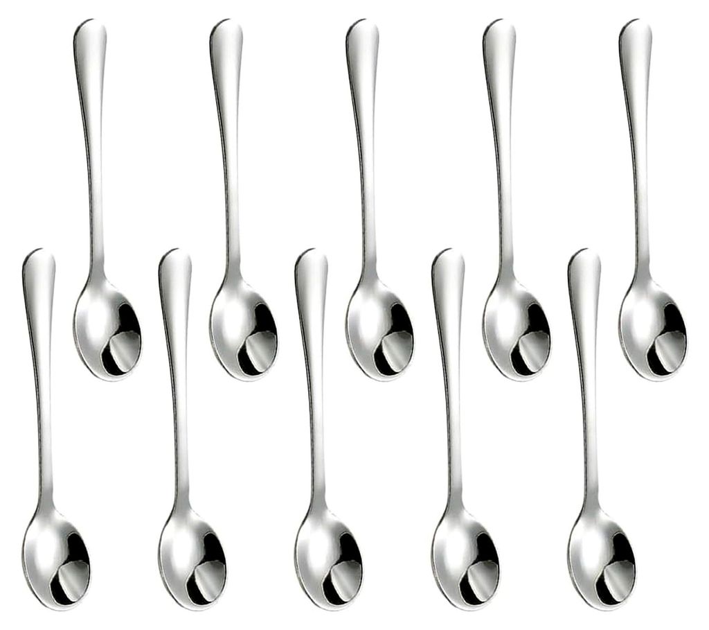 10 kleine Edelstahl-Löffel, Mini-Metall-Gewürzlöffel, Servierlöffel, Gewürzlöffel, Pfefferlöffel, Salzlöffel, Zuckerlöffel, Eislöffel, De...