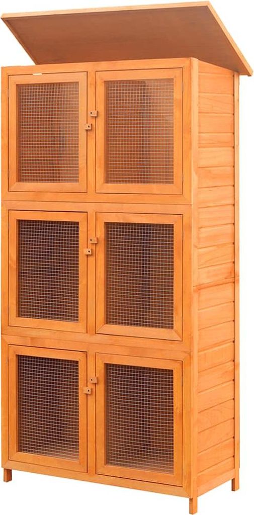 vidaXL Kleintier-/Kaninchenstall 6 Boxen Holz Produktbild 