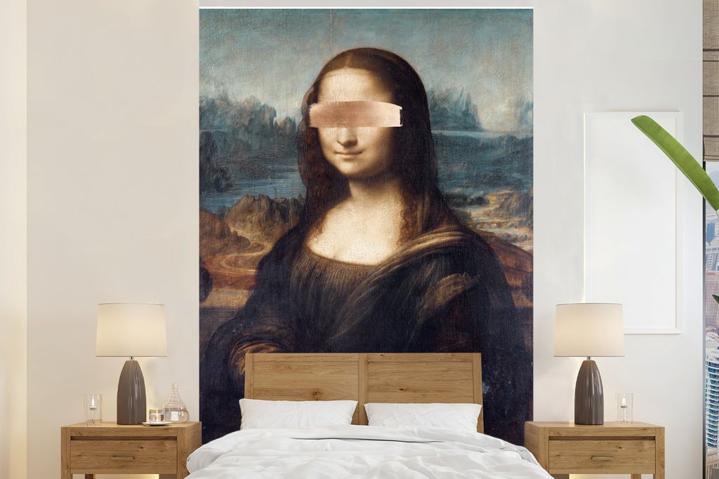 MuchoWow Fototapete für Wohnzimmer oder Schlafzimmer Wandtapete Vinyl Motivtapete Mona Lisa - Leonardo da Vinci - Bronze - 195x300 cm - Das Hint...