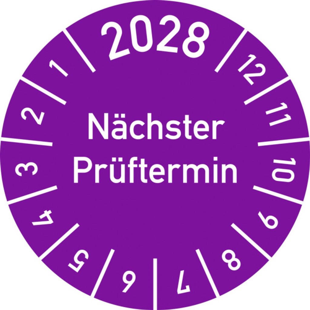 Dreifke Prüfplakette 2028 Nächster Prüftermin, Dokumentenfolie, Ø 30 mm, 10 ...