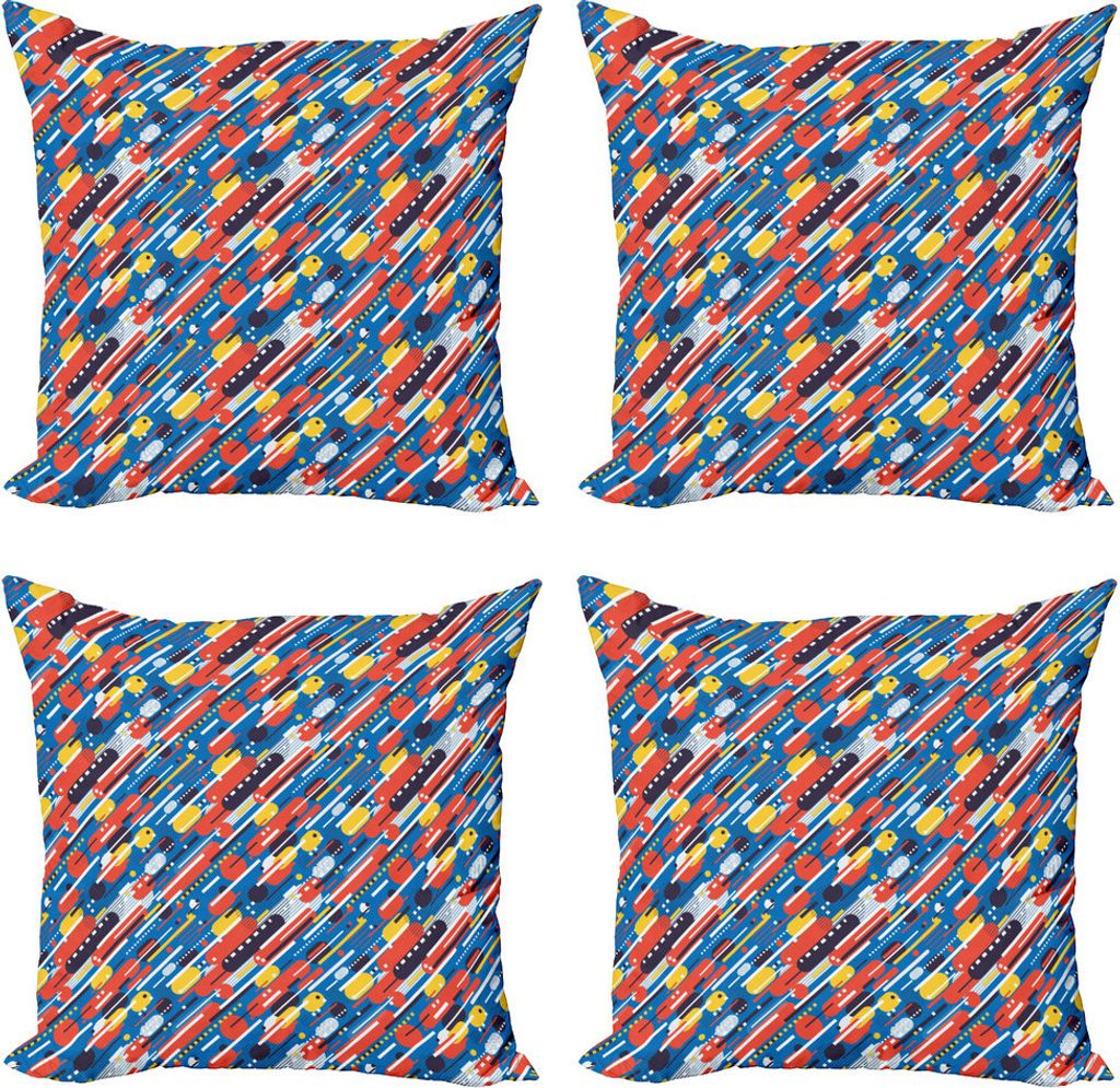ABAKUHAUS Bunt Kissenbezug Set (4 Stück), Diagonal Shapes Entwurf, Moderner Doppelseitiger Digitaldruck, 40 cm x 40 cm, Mehrfarbig