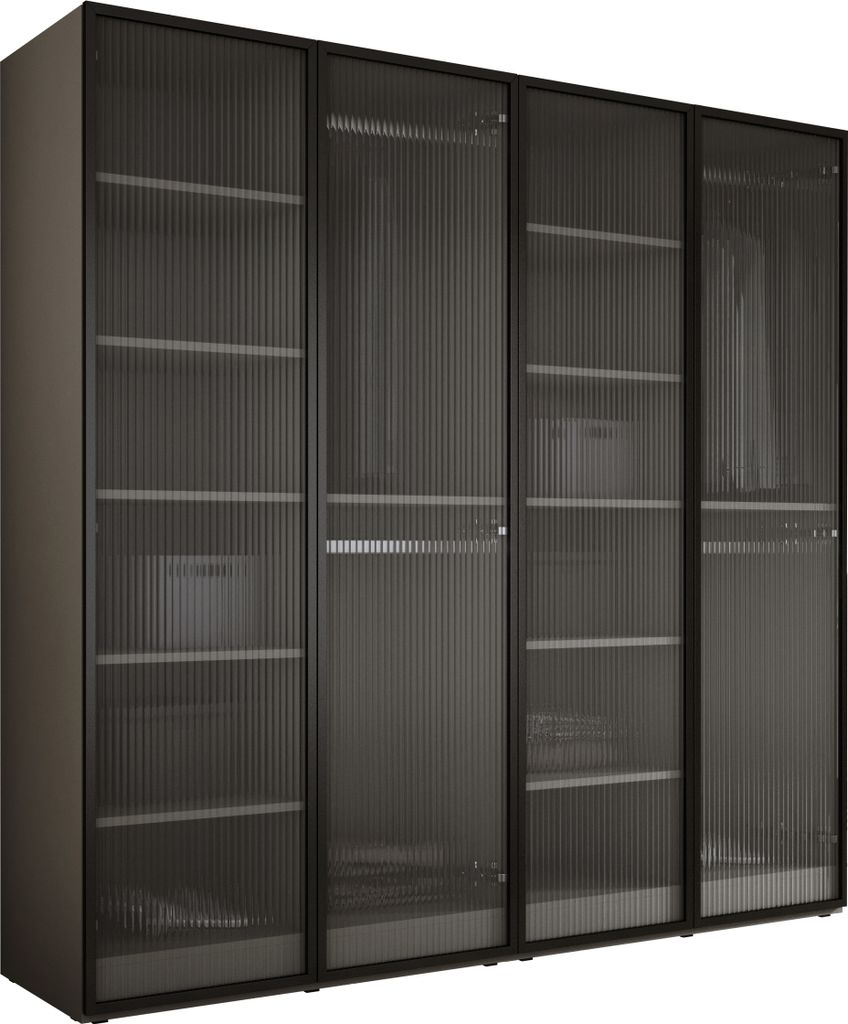 Kleiderschrank, Platingrau / klares Glas, 2 x 100 x 200 x 51 cm