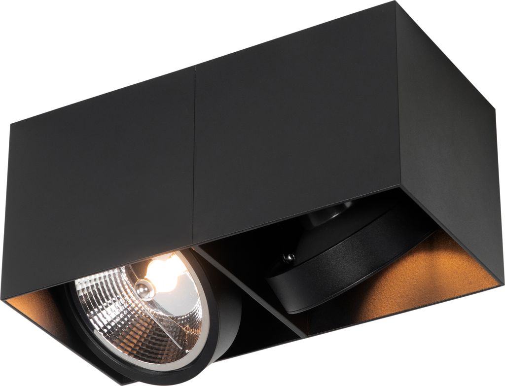 QAZQA - Design Design-Spot I Spotlight I Deckenspot I Deckenstrahler I Strahler I Lampe I Leuchte schwarz rechteckig AR111 2-flammig-flammig - Box ...