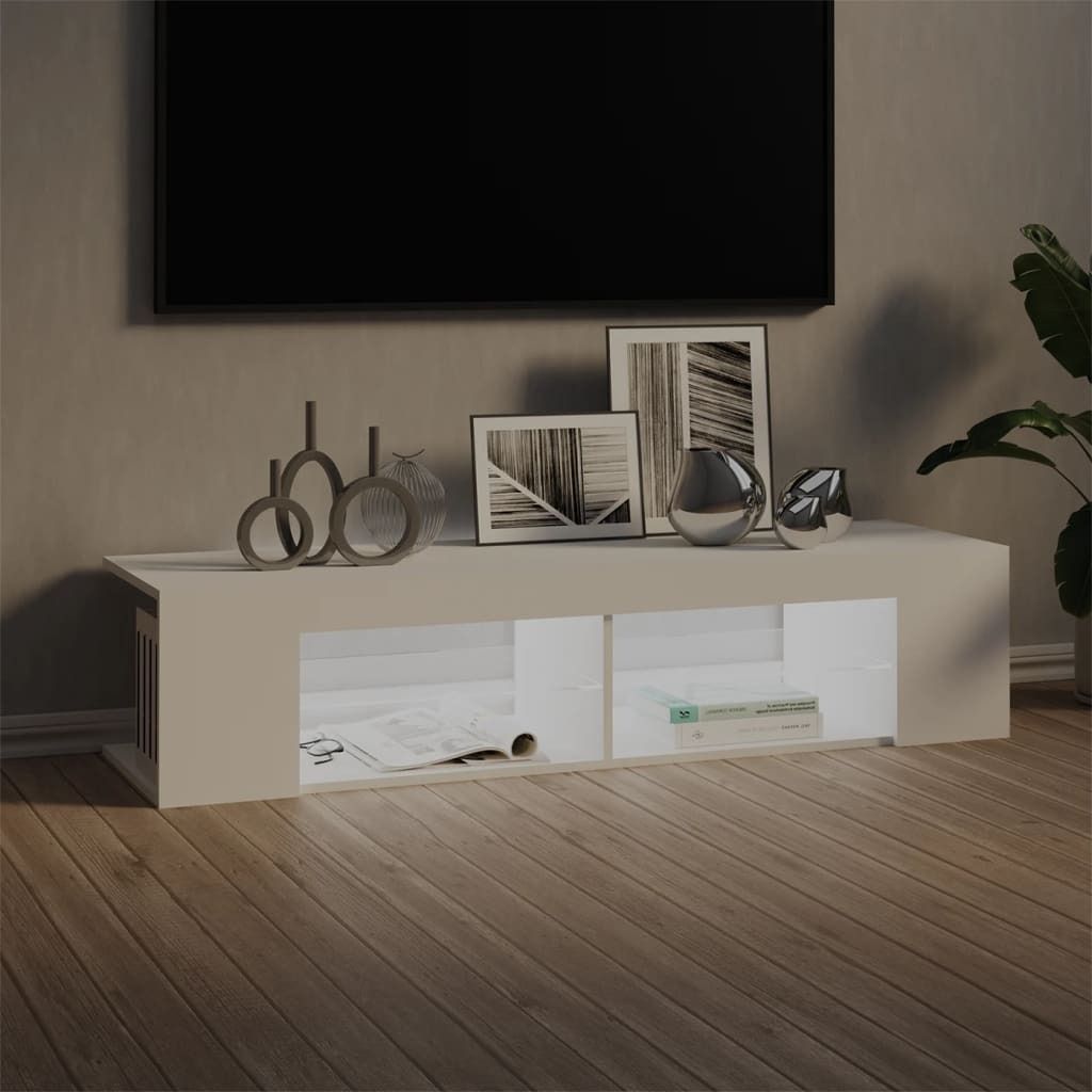 Cloris Designermöbel TV-Schrank mit LED-Leuchten Weiß 135x39x30cm - 2026Neu629385 - TV-Schränke