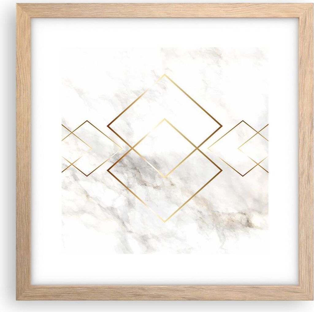Gerahmtes Poster - Rahmen in heller Eiche - Abstraktion modern - 30x30 cm - Wand Bild - Wanddeko - Wandbilder - Wandposter - Bilderrahmen - Bilder ...