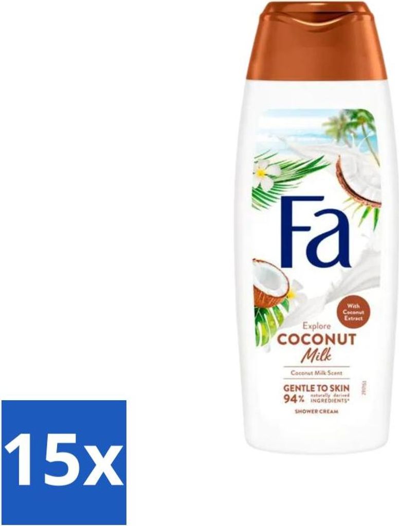 Fa - Duschgel - Kokosmilch - Feuchtigkeitsspendend & Beruhigend - Weichmachend - 250 ml - Vorteilspack - 15 Stücke