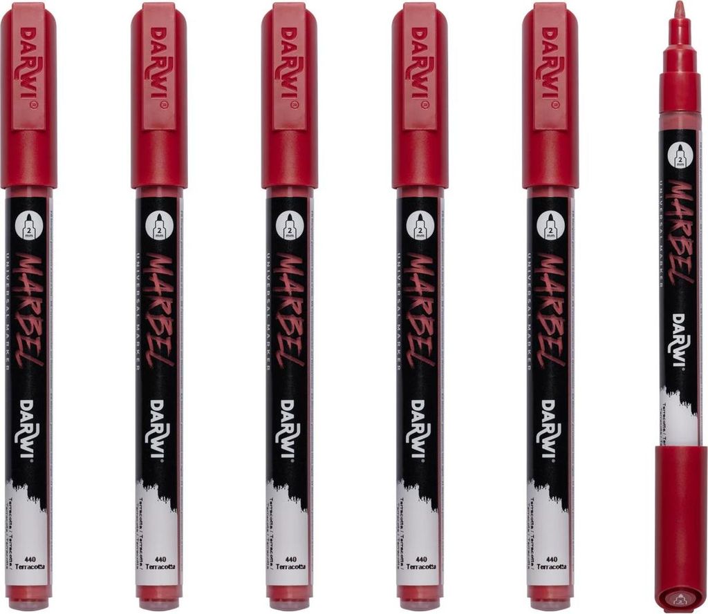 Darwi 6x Marker Acrylfarbe, konische feine Spitze 2mm Terrakotta| DA0223002440C