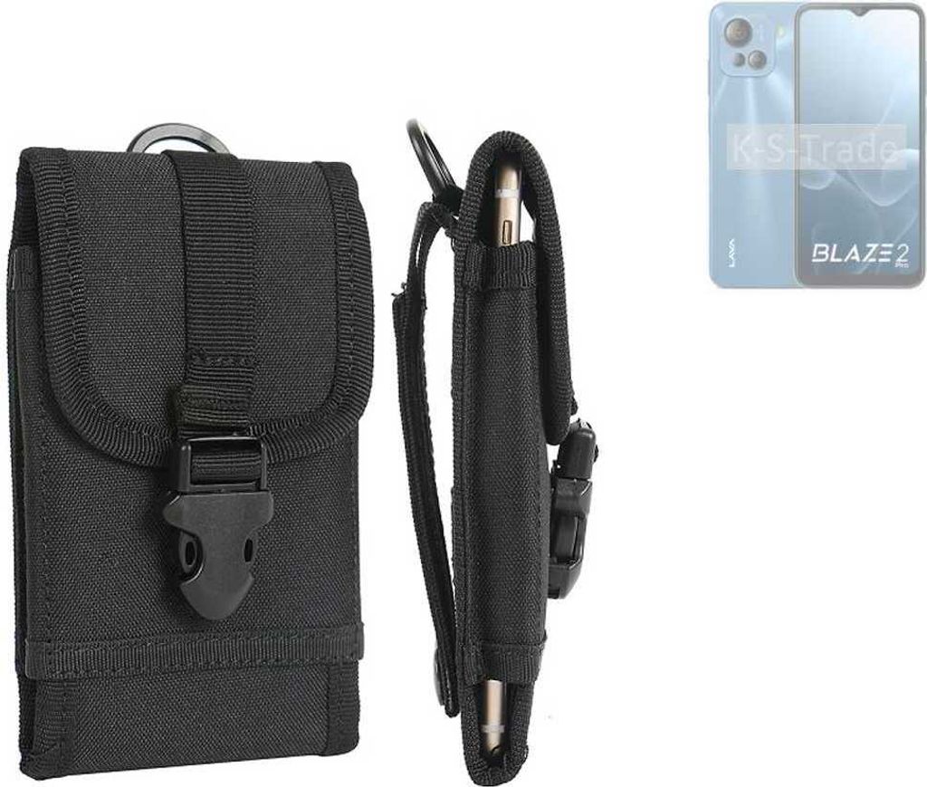 K-S-Trade Holster Handy Hülle kompatibel mit Lava Blaze 2 Pro Holster Handytasche Gürtel Tasche Schutz Hülle Robust Outdoor schwarz