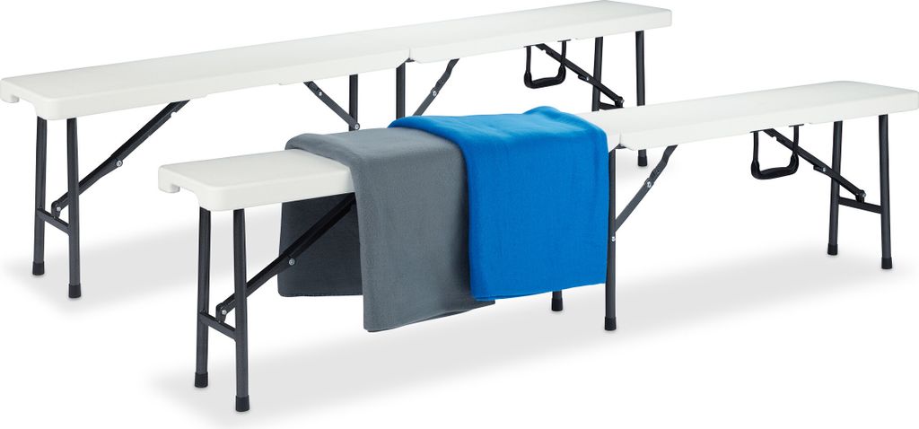 relaxdays Bierbänke 10022836_0 weiß Kunststoff 181,0 cm, 2 St.