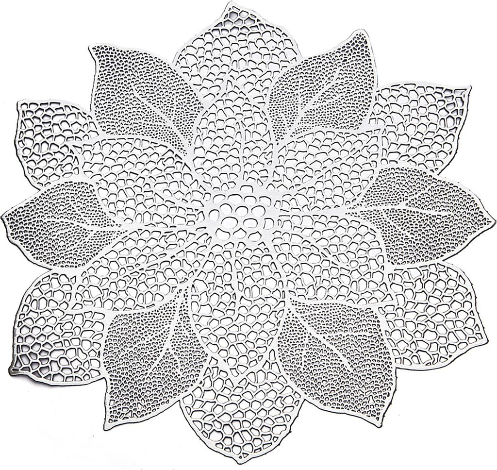 Isolationsmatte exquisites Anti-Rutsch 5 Farben Blume PVC Hohlnetz NET-Rutsch-Slip Isolierter Pad Coaster Schüssel Platz für Küche-Silber