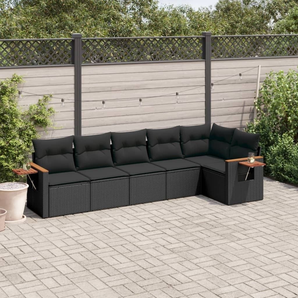 Maison Exclusive - 6-tlg. Garten-Sofagarnitur mit Kissen Schwarz Poly Rattan