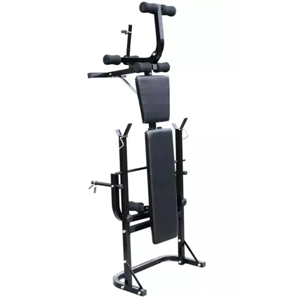 Banc de musculation pliable noir avec dossier inclinable pour haltères