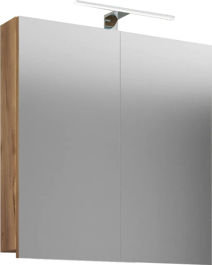 Meuble miroir de salle de bain 60cm éclairé LED imitation bois VCB1