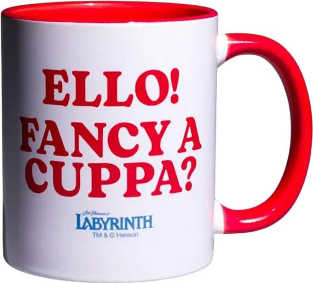 Labyrinth - "Ello! Fancy A Cuppa?" Kaffeebecher, Der Wurm TT515 (Einheitsgröße) (Weiß/Rot)