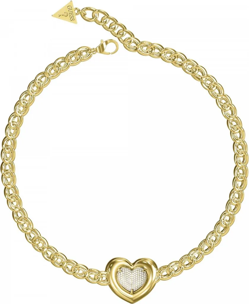 Collana Guess Donna Cuore Oro 45 cm | Gioiello Acciaio Inossidabile PVD