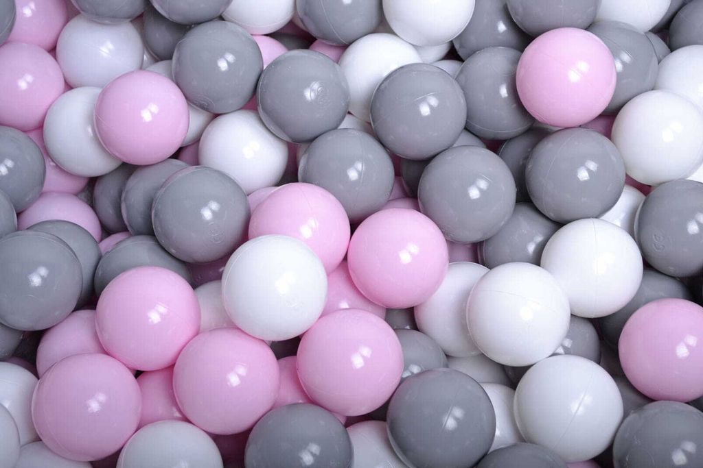 MeowBaby Kunststoffbällen für Bällebad 7cm, Baby Plastikbälle Spielbälle, 50 stück: Grau/Pastellrosa/Weiß
