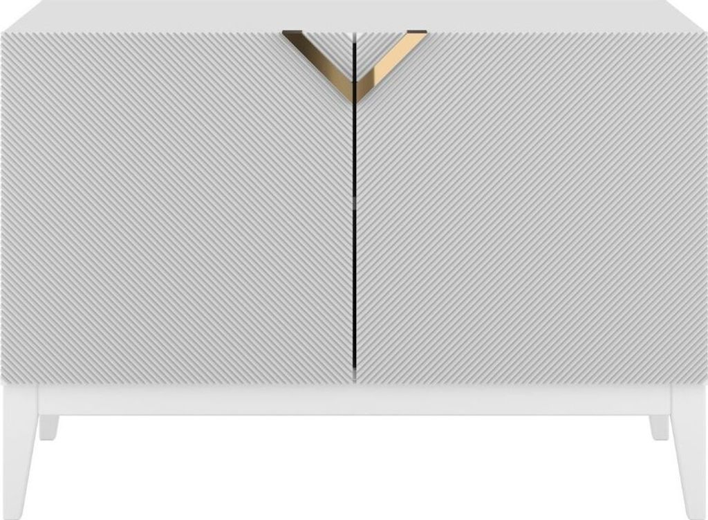 Visby Demi Long 2D Kommode Mit Gefrästen Fronten / Massive Buche / TV-Lowboard Mit 2 Türen / TV-Schrank Mit Dekorativen Fronten Und Goldgriffen /...