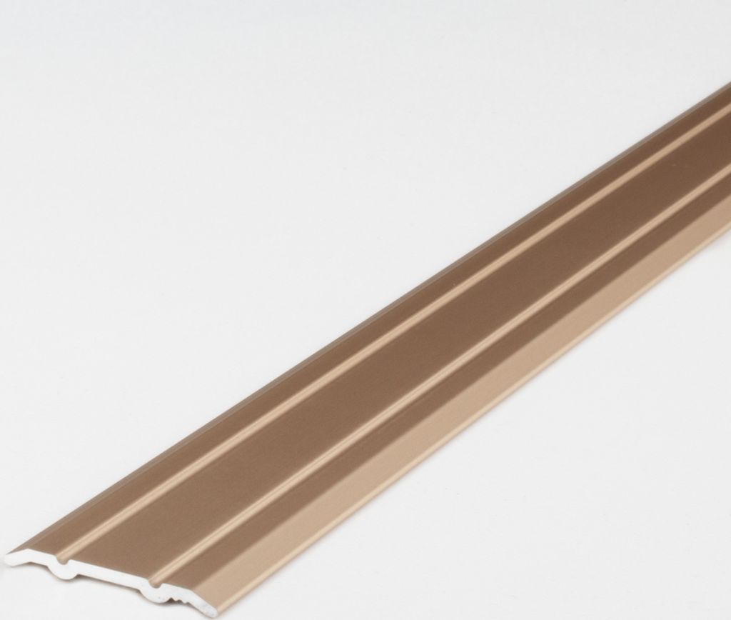 PROVISTON | Übergangsprofil | Aluminium eloxiert | Bronze Hell | Breite 24.5 mm | Höhe 1.25 mm | Länge 2700 mm | Gebohrt | Übergangsschiene | ...