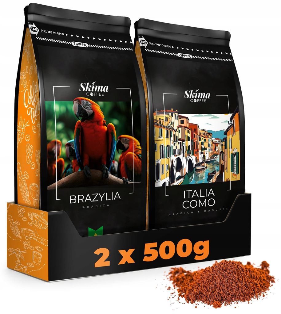 Caffè macinato 2 x 500 g BRASILE/ITALIA COMO appena tostato Immagine del prodotto 