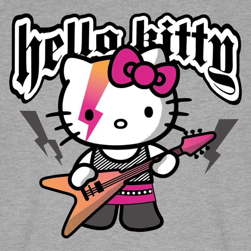 Spreadshirt Hello Kitty E-Gitarre Rock Style Männer Premium T-Shirt, 3XL, Grau meliert