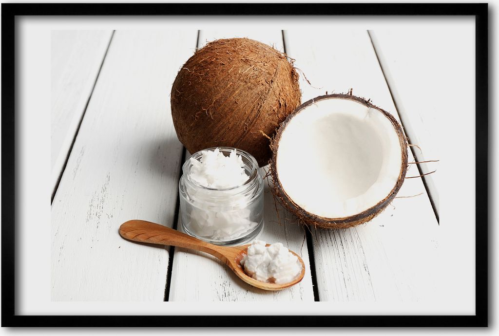 Bild 60x40 MDF-Rahmen, Wandkunst Kokosnussöl