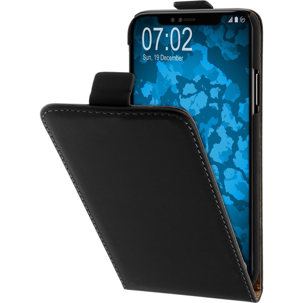 PhoneNatic Kunst-Lederhülle kompatibel mit Apple iPhone X / XS - Flip-Case schwarz Cover