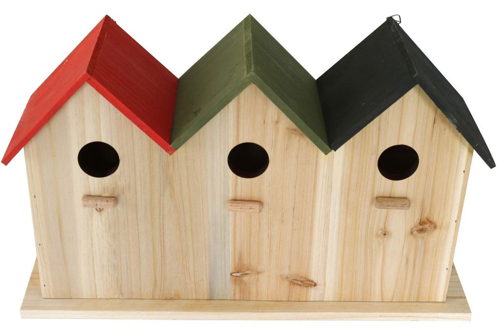 Nistkasten Gruppe 3 in 1 Kiefernholz 42x13x25 cm Farbe rot Produktbild 