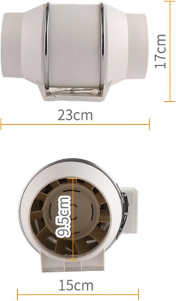 Rohrventilator - HF-100P - 100 mm - Inline-Kanalventilator Abluft - Für Bad und Küche - Abzug/Entlüftung - Champagner