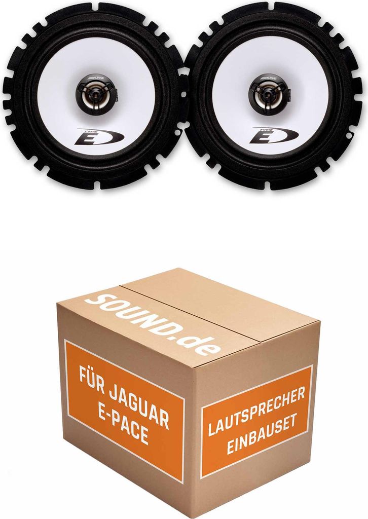 Lautsprecher Boxen Einbaupaket Heck Alpine SXE-1725 passend für Jaguar E-Pace | 2x Tief-Mitteltöner mit integriertem Hochtöner 220W MAX