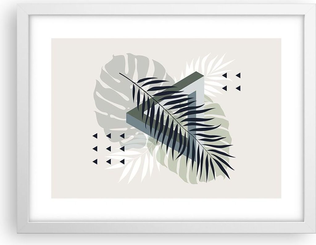 Gerahmtes Poster - Weißer Rahmen - Monstera Palme Grafik - Produktbild 