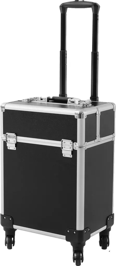 Trousse maquillage extensible à roulettes noire - Volume modulable
