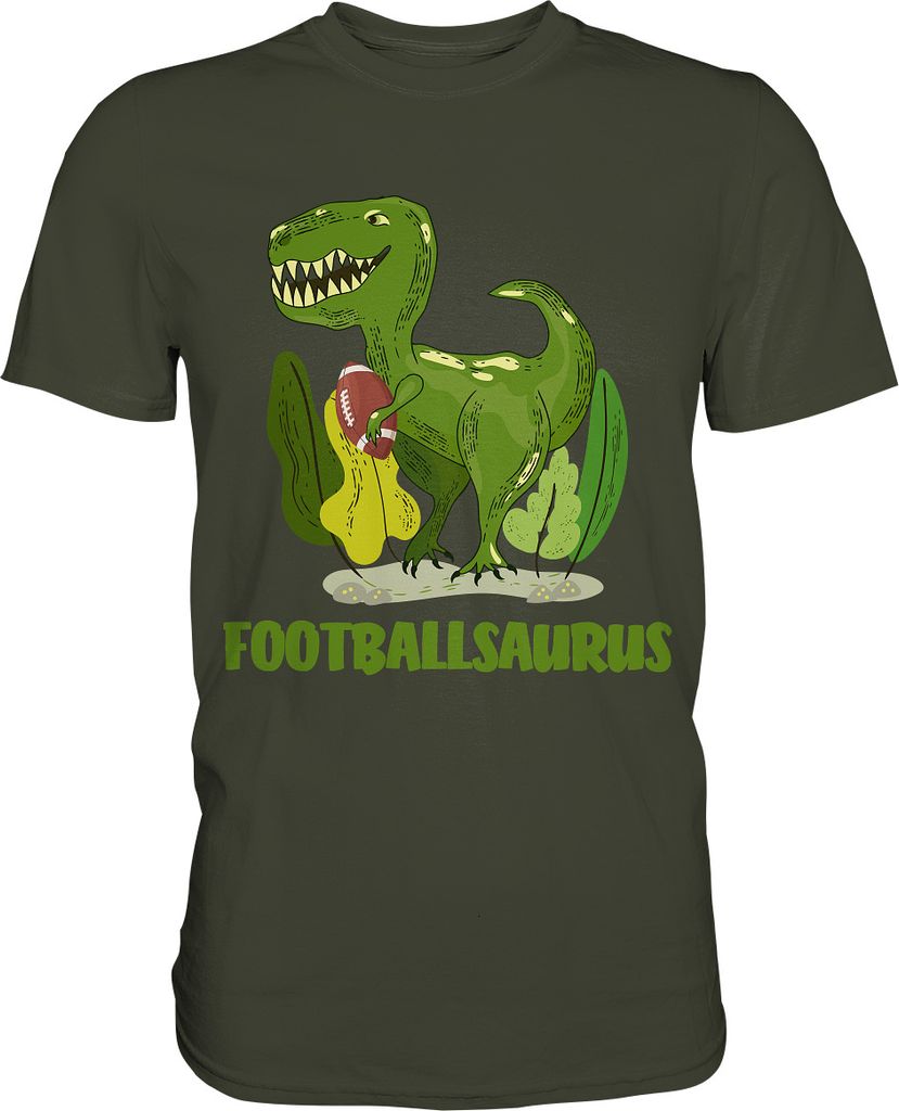 Dino American Football Dinosaurier T-Shirt – Urban Khaki / Produktbild 