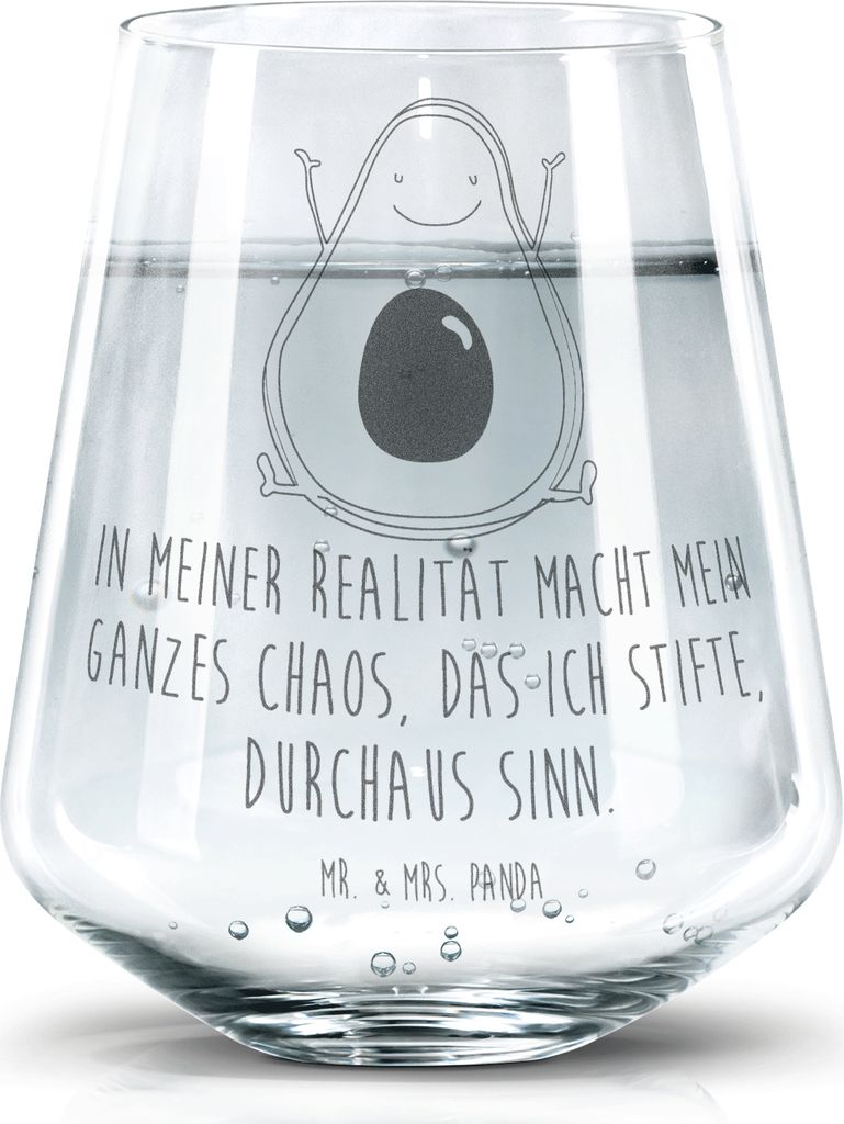 Mr. & Mrs. Panda Wasserbecher Avocado Glücklich - Transparent - Geschenk, Trinkgefäß, Chaos, Glas, Tumbler, Trinkglas, Becherglas, Chaotisch, Wa...