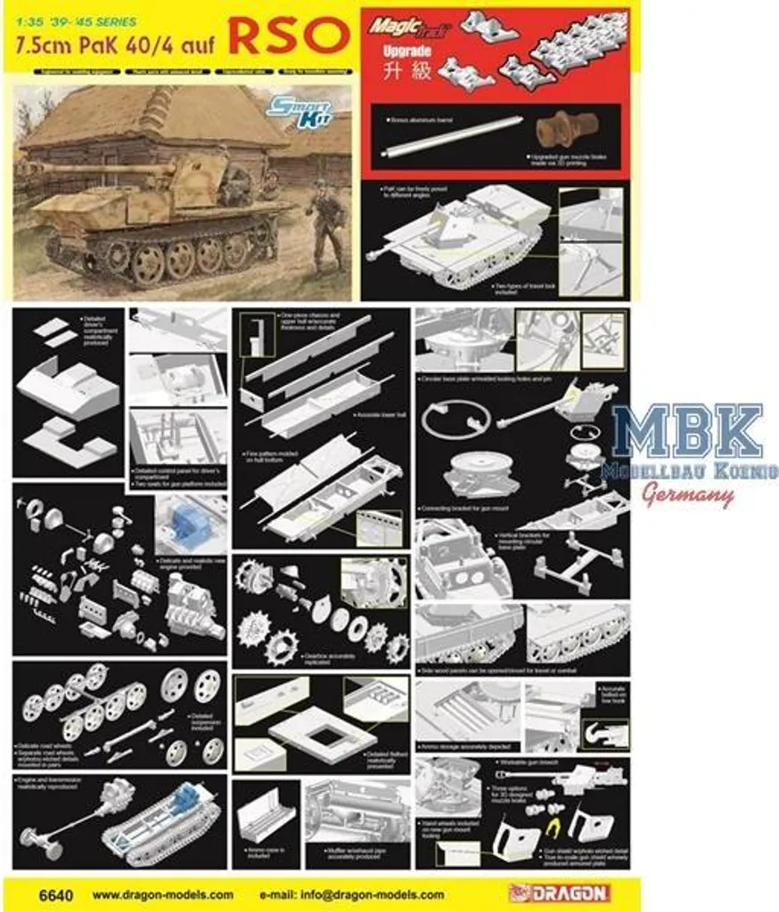 Dragon 7,5cm Pak 40/4 sur RSO Maquette Haute Précision Smart Kit