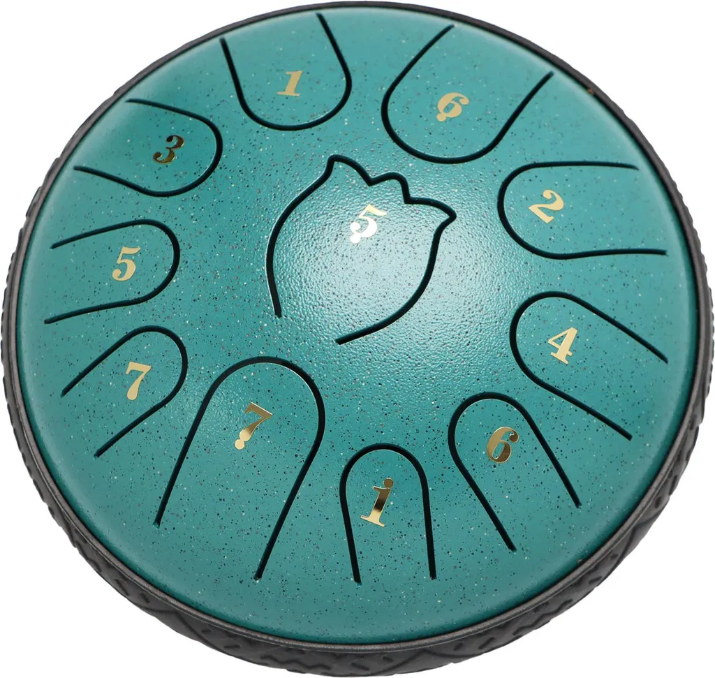 Steel Tongue Drum 11 notes instrument de percussion portable vert 15cm