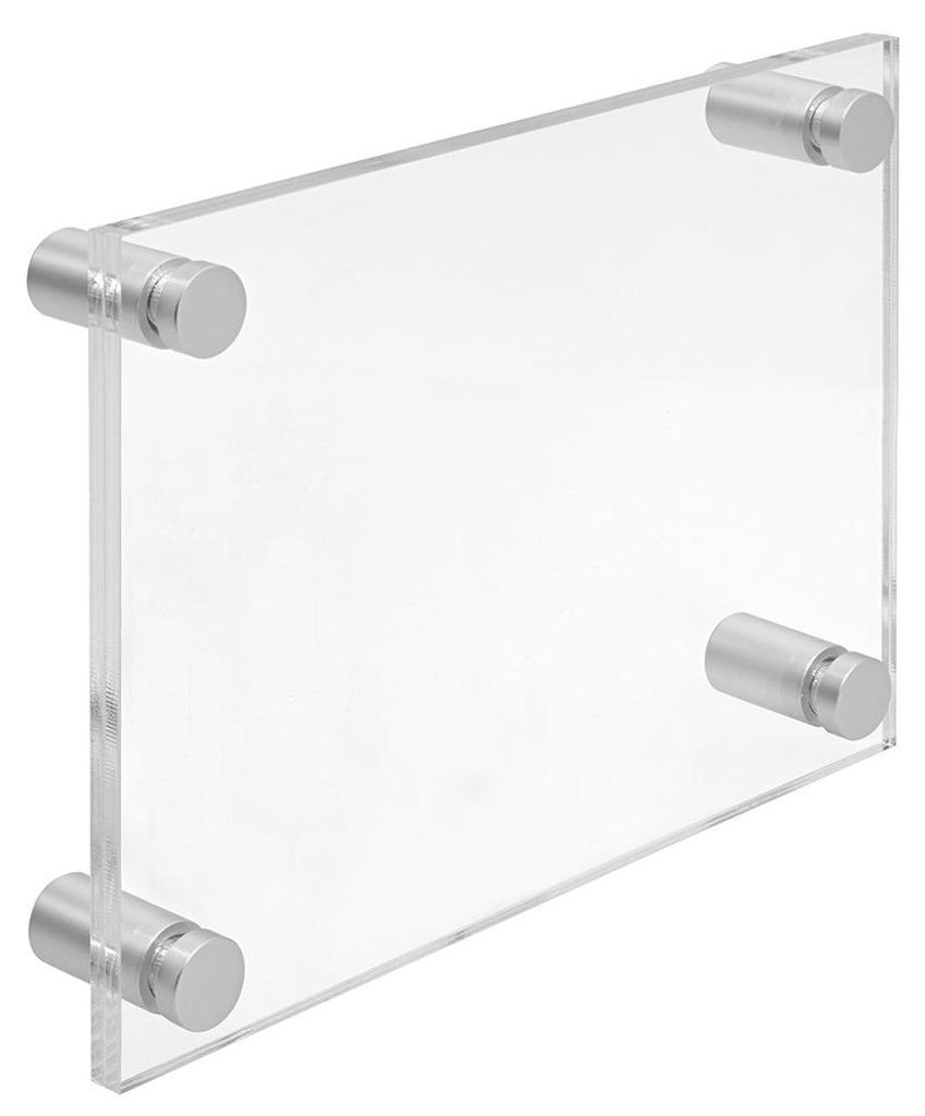 Firmenschild Namensschild Acrylglas DIN A5 – inkl. 4 Alu-Abstandshalter 13x19 mm, Silber, Türschild