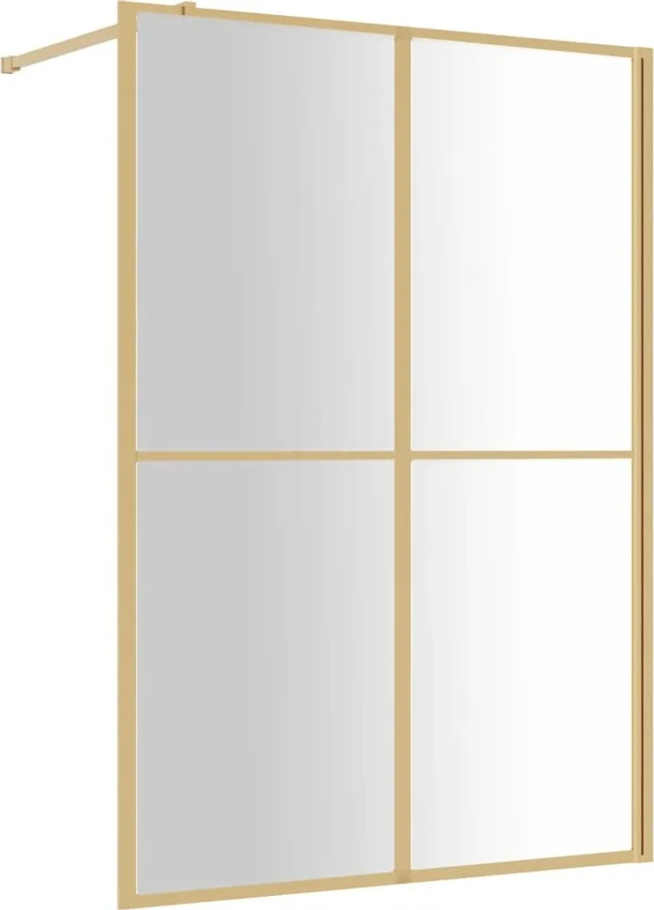 vidaXL Paroi de douche passage piétonnier 140x195cm ESG Verre clair Golden