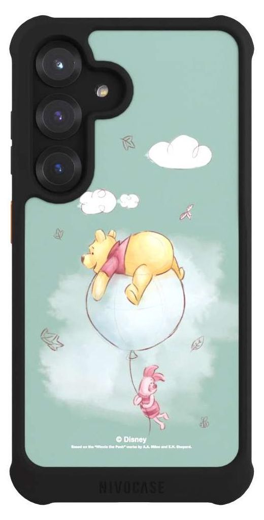 NIVOCASE Hülle für Samsung Galaxy S25 Stoßfeste Handyhülle NIVOmax Case Schwarz Bär Disney Winnie Puuh