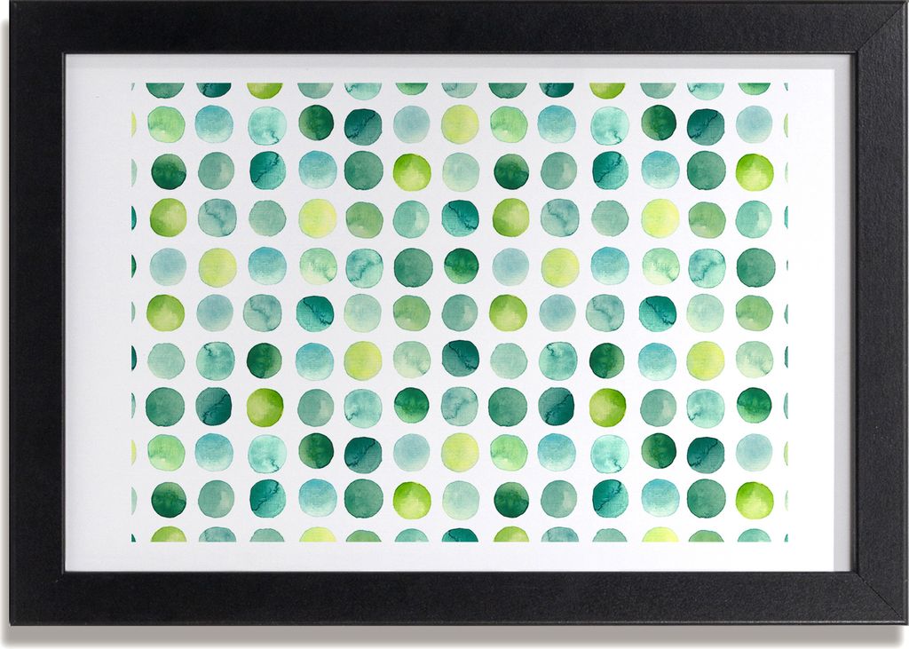 Bild 30x20 MDF-Rahmen, Wandkunst grüne Punkte