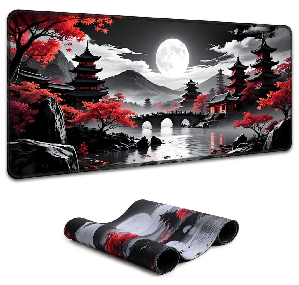 Tapis de souris XXL antidérapant au motif d'érables rouges du Japon