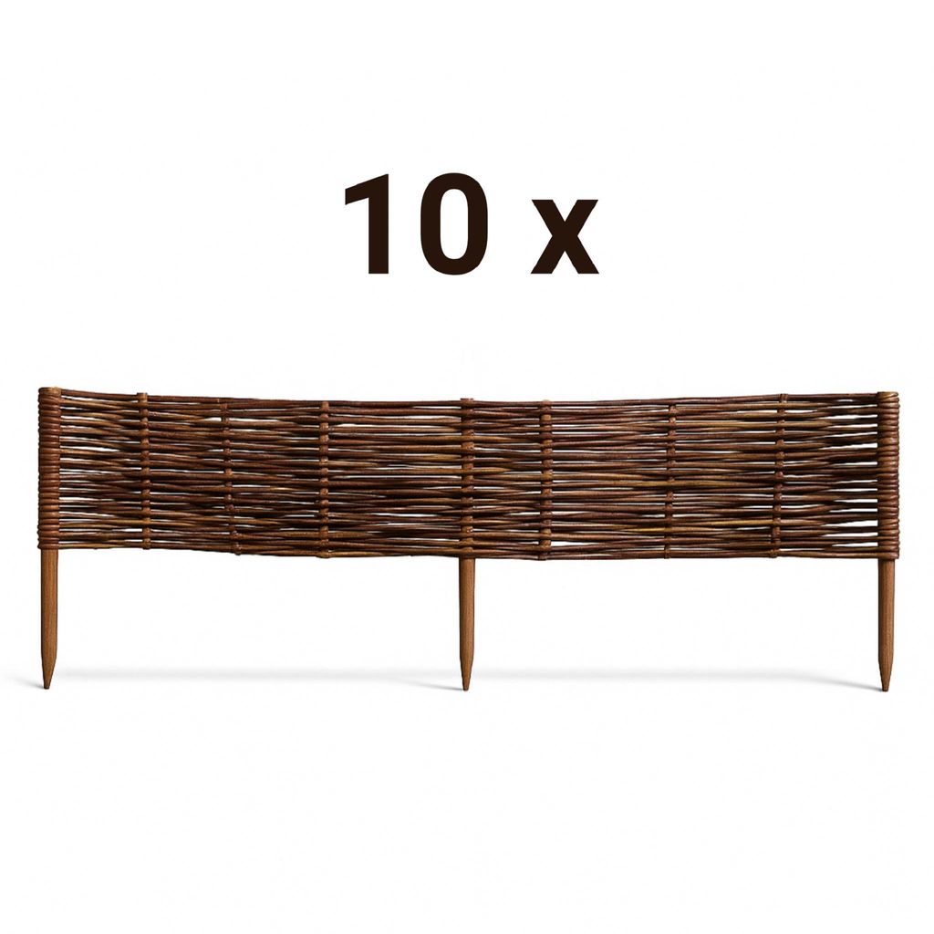 Zestaw 10 x Wiklinowe obrzeże ogrodowe. Palisada ogrodowa. Zdjęcie produktu 