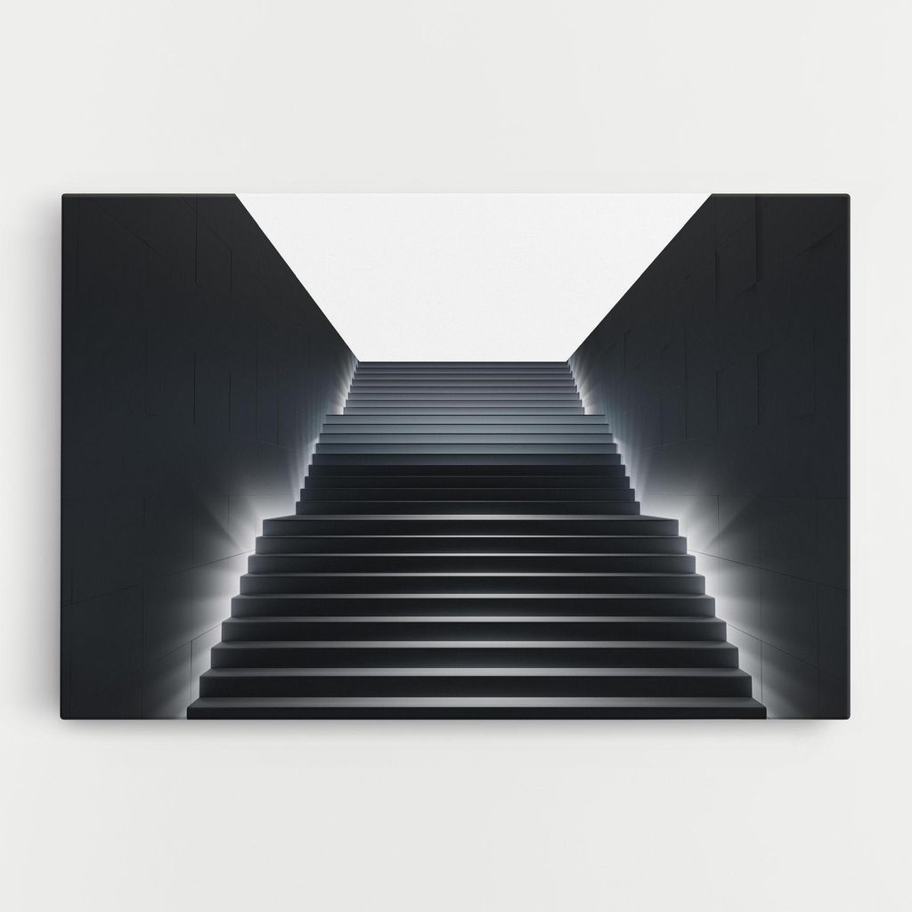 ARTHUB Leinwandbild 80x120 cm, Dark Stairs | Wohnzimmerdekoration, Hängende Bilder, Wanddekoration, Heimdekoration, Abstrakte, Optische Täuschu...
