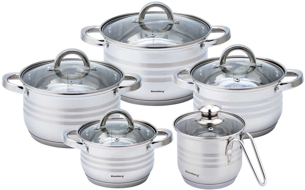 Klausberg garnki stalowe 10 elementów 1.7l, 2.1l, 2.9l, Zdjęcie produktu 