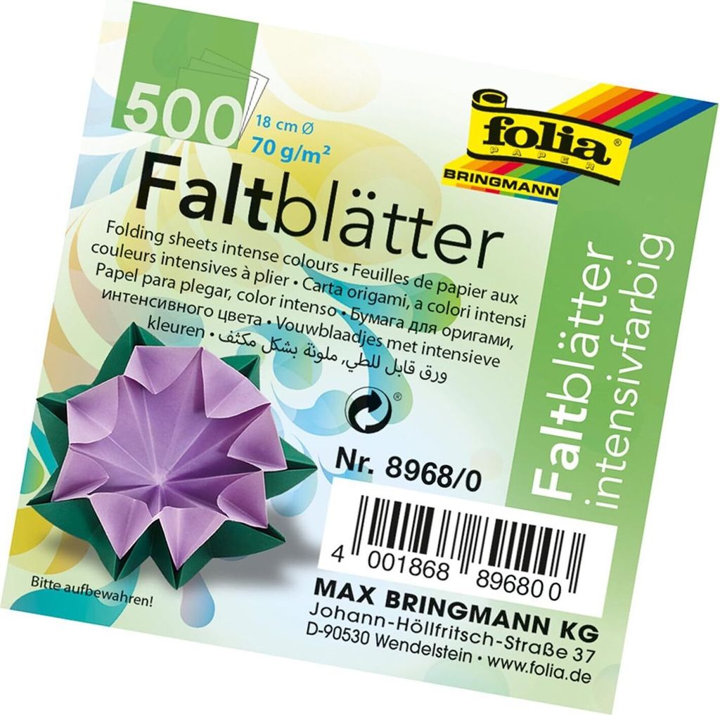 folia Faltblätter rund 180 mm 500 Blatt farbig sortiert