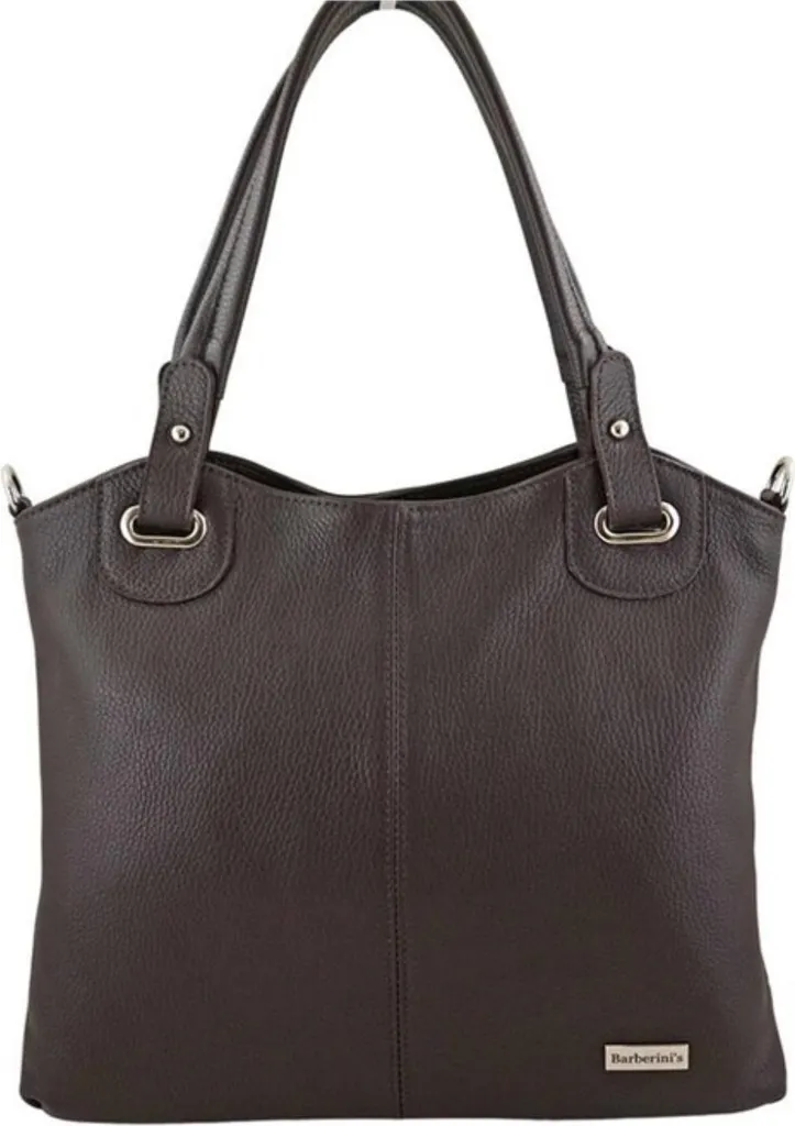 Sac grand cabas marron Barberini's 98211 en cuir véritable