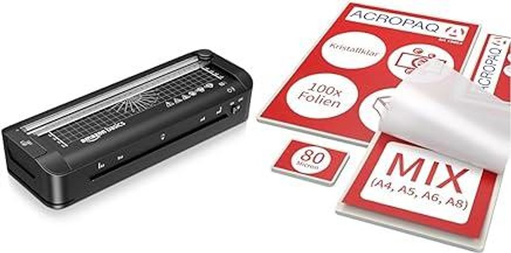 3-in-1-Thermolaminiergerät für A4-Größe & ACROPAQ Laminierfolien MIX - 80 mic